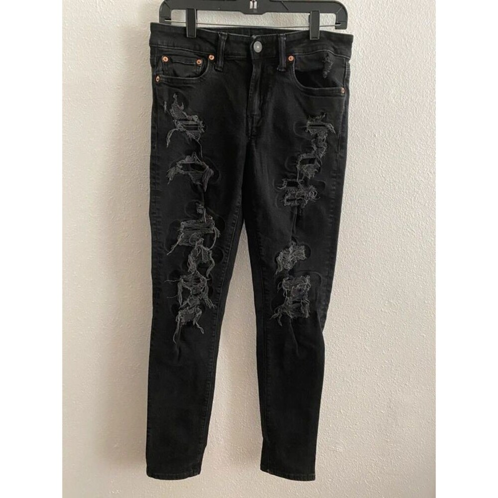 American eagle black distressed jeans 30x32